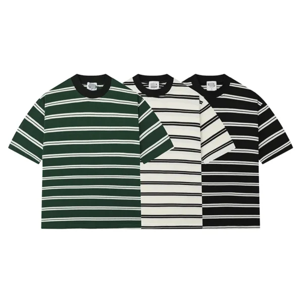 H00e8cbe8be7548eda0c76b7230c0ad83p.webp Unisex Retro Striped Cotton T-Shirt