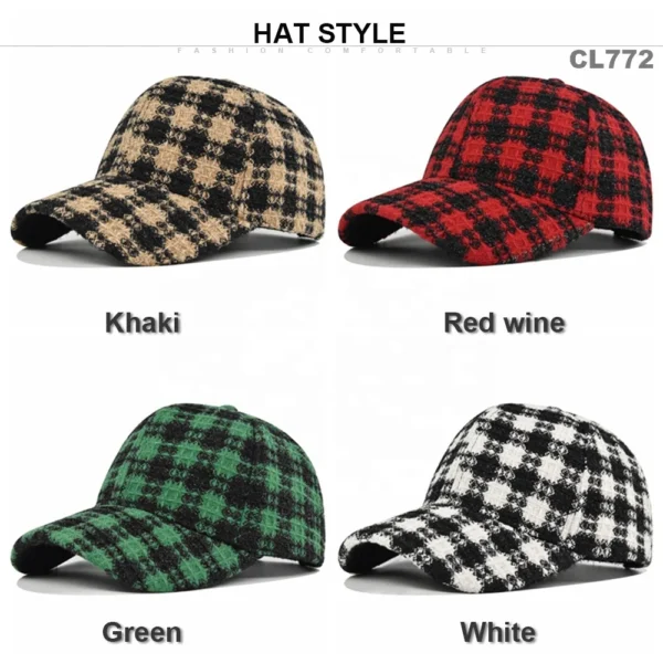 Houndstooth Tweed Baseball Cap