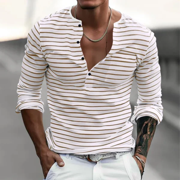 Men's Striped Long Sleeve Casual T-Shirt