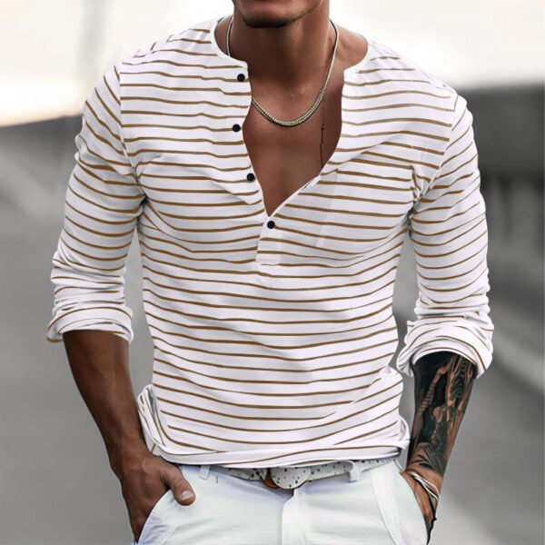 Men's Striped Long Sleeve Casual T-Shirt