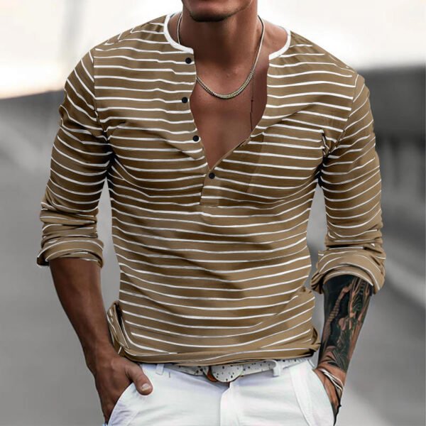 Men's Striped Long Sleeve Casual T-Shirt