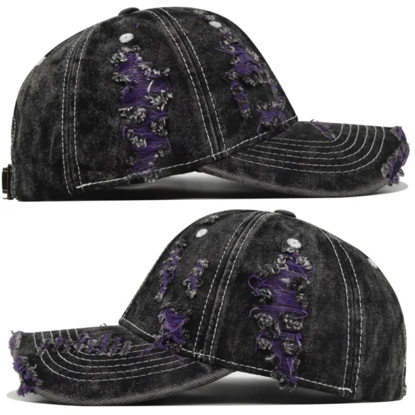 H61ed6a62d758470da290041b8609f6304.webp Color-Trim Distressed Denim Cap