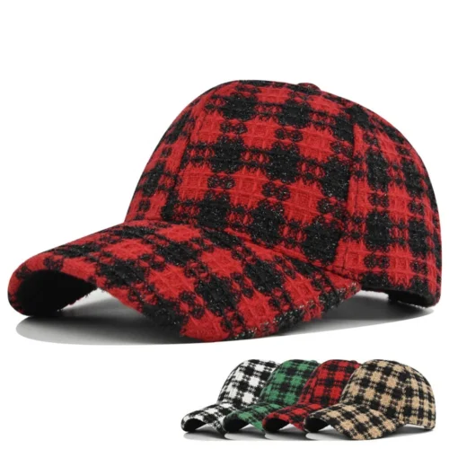 Houndstooth Tweed Baseball Cap