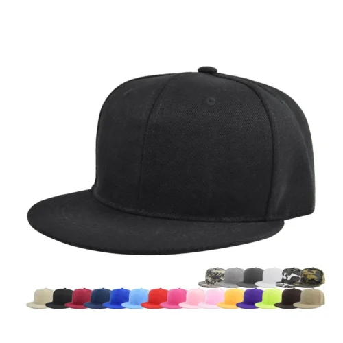 Solid Flat-Brim Snapback Cap