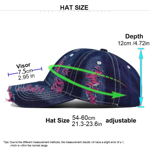 Heavy-Distress Denim Streetwear Cap