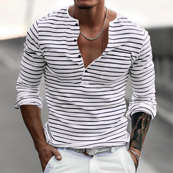 Men's Striped Long Sleeve Casual T-Shirt