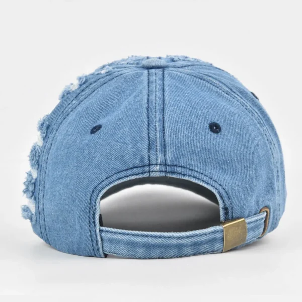 Oversized-Rip Denim Baseball Cap