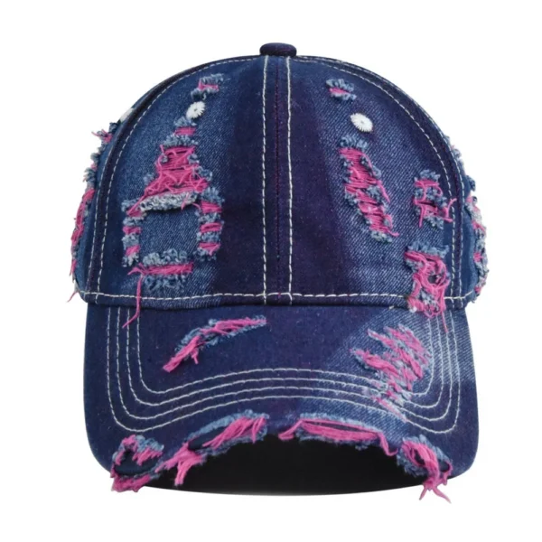 Heavy-Distress Denim Streetwear Cap