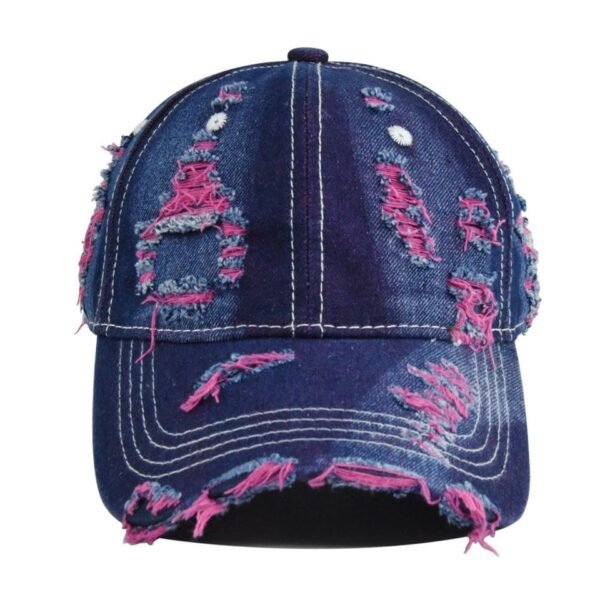 Heavy-Distress Denim Streetwear Cap