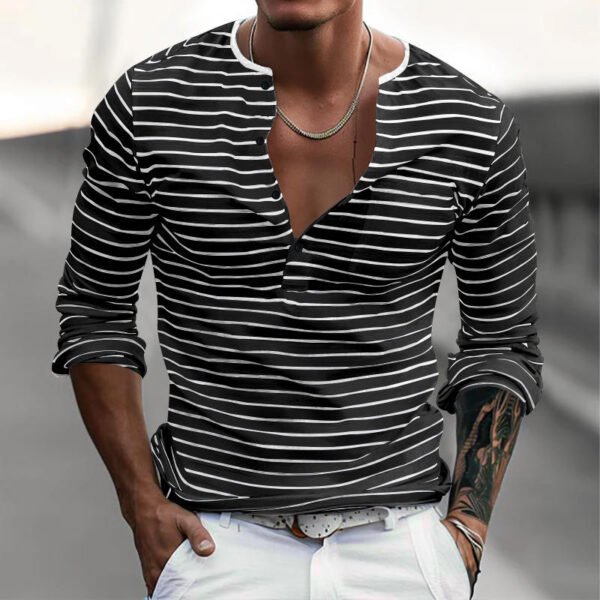 Men's Striped Long Sleeve Casual T-Shirt